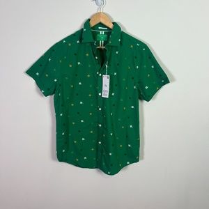 Denim & Flower Green Shamrock Button Down Shirt New Mens St Patrick’s Day Medium